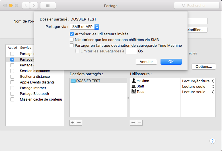 Partage de fichiers en réseau