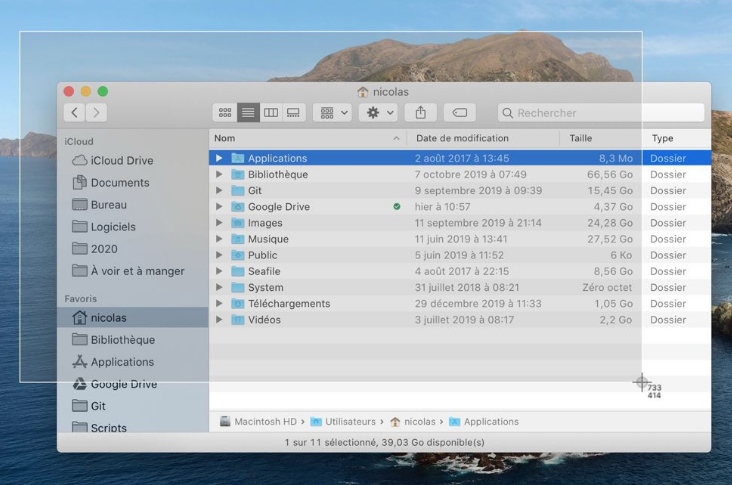 capture d'écran mac