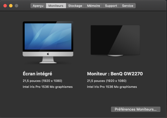 Caractéristiques mac