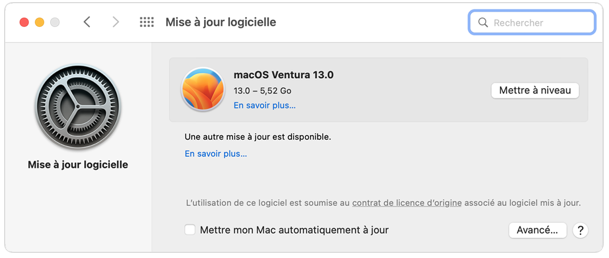 MISE A JOUR MAC OS